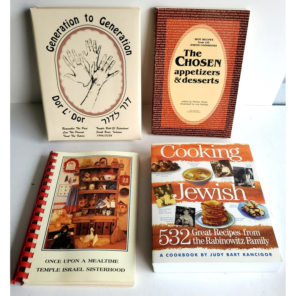 Lot of 4 Jewish Cookbooks Once Upon a Mealtime Generation to Generation rare NOS